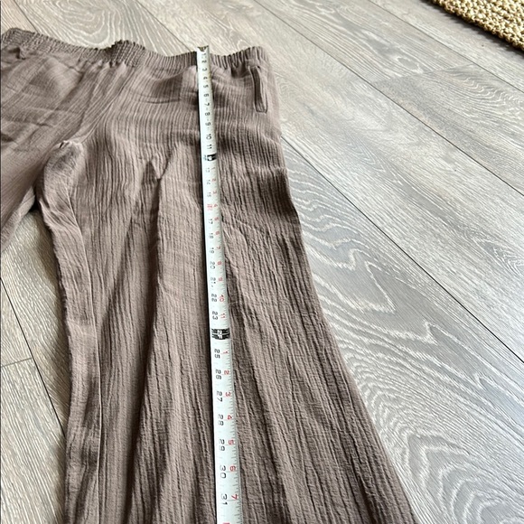 Zara Brown Linen-like Wide Leg Pants - Picture 4 of 8